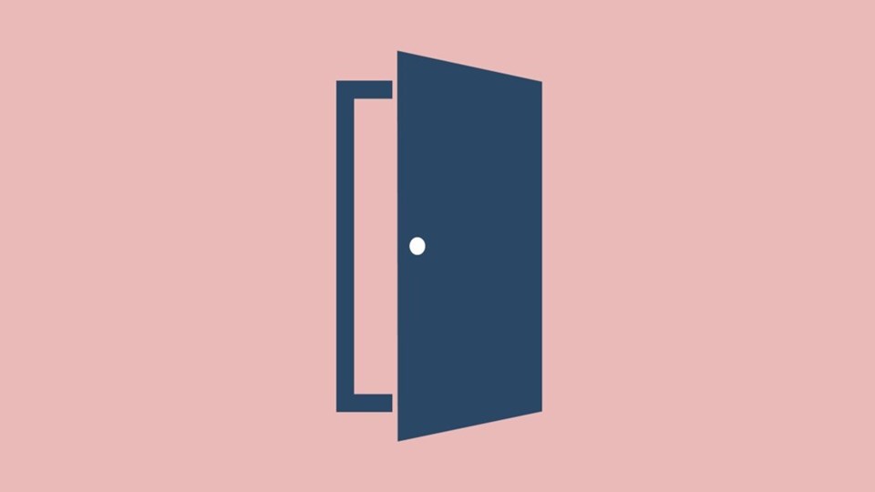 Stiliserad illustration av en dörr på glänt.