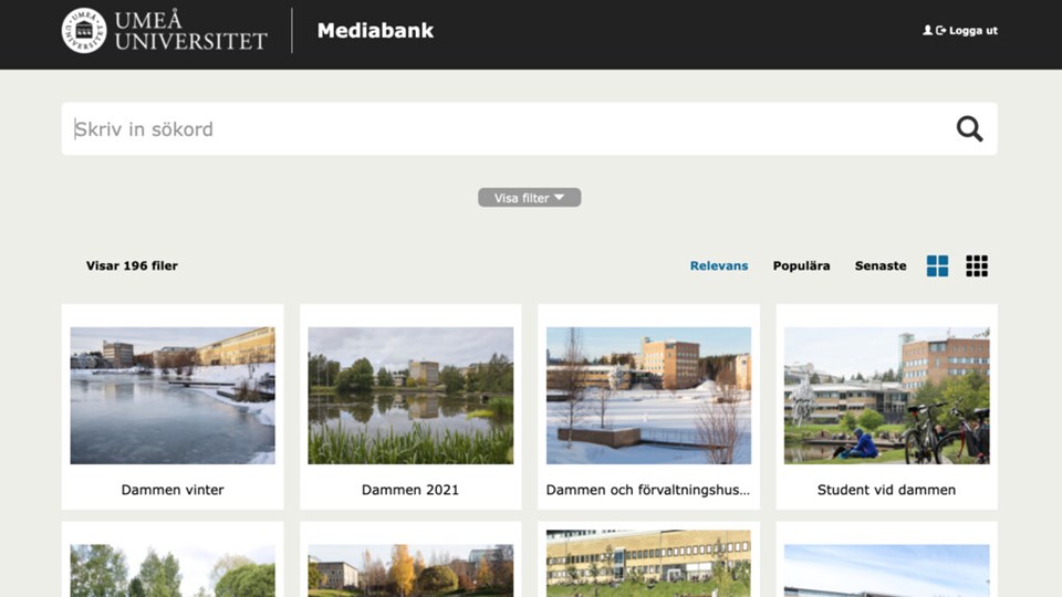 Skärmdump på bilddatabasen Mediabanken.
