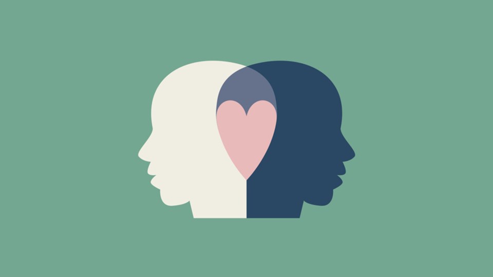 Illustration of two heads forming a heart